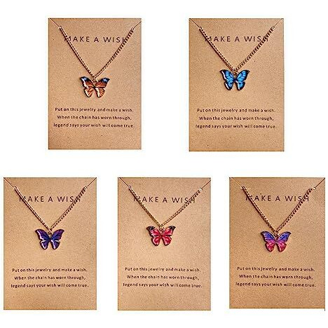 Shining Diva Fashion 5 Pcs Latest Stylish Butterfly Jewellery Necklace Set for Women Pendant Necklace Gifts for Girls (15200np)