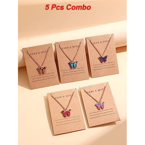 Shining Diva Fashion 5 Pcs Latest Stylish Butterfly Jewellery Necklace Set for Women Pendant Necklace Gifts for Girls (15200np)