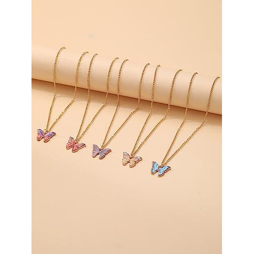 Shining Diva Fashion 5 Pcs Latest Stylish Butterfly Jewellery Necklace Set for Women Pendant Necklace Gifts for Girls (15200np)