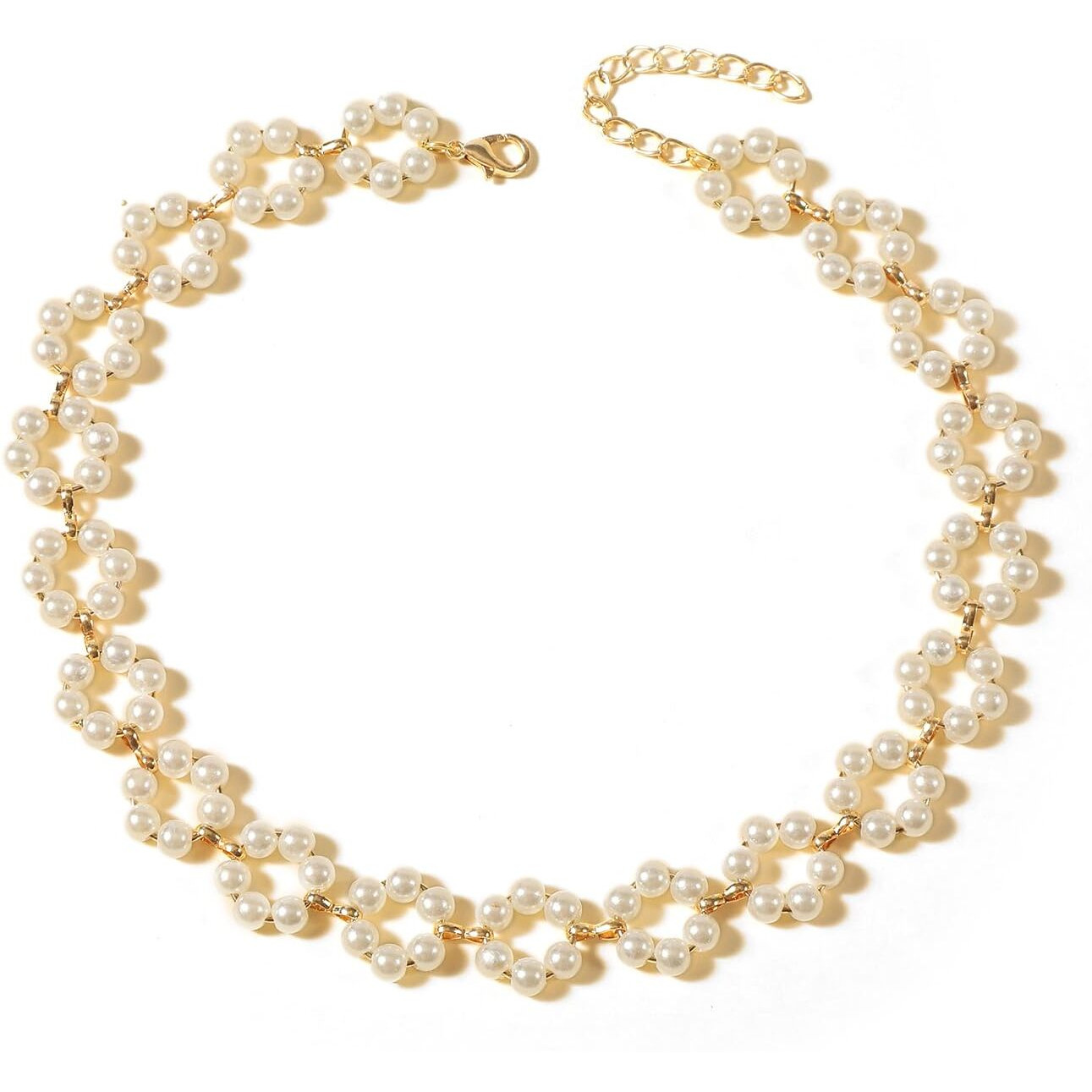 Shining Diva Fashion Latest Stylish Pearl Chain Pendant Choker Necklace for Women and Girls (14633np)