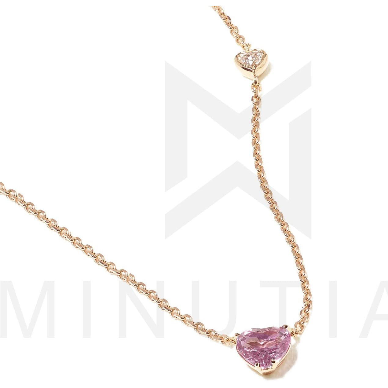 MINUTIAE Love Heart Shape With Pink & White Diam Rose Gold Pendant Necklace for Girls And Women with Extendable Chain