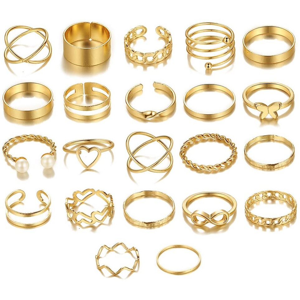 Shining Diva Fashion Stylish Rings for Women and Girls - Set of 22 (Golden) (sd14737r)