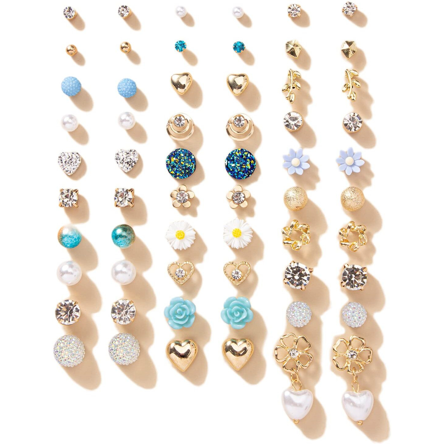 Shining Diva Fashion 30 Pairs Earrings Combo Set Latest Stylish Crystal Pearl Earrings for Women and Girls (14777er)