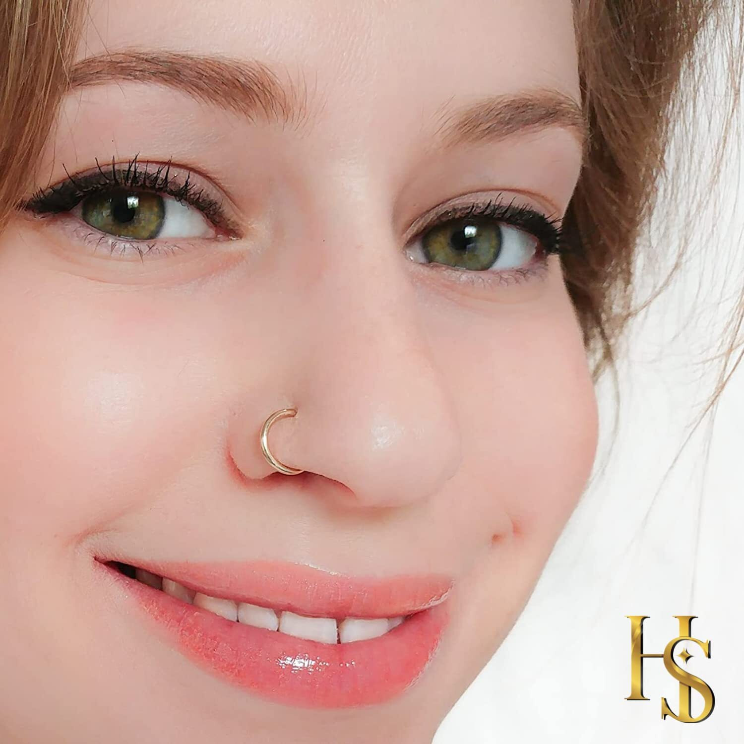 HighSpark 92.5 Sterling Silver Nose Ring for Women | Simple & Elegant Septum Ring/Nose Pin/Silver Nath/Piercing Hoop for Women & Girls | Lovely Gift - Silver 10mm
