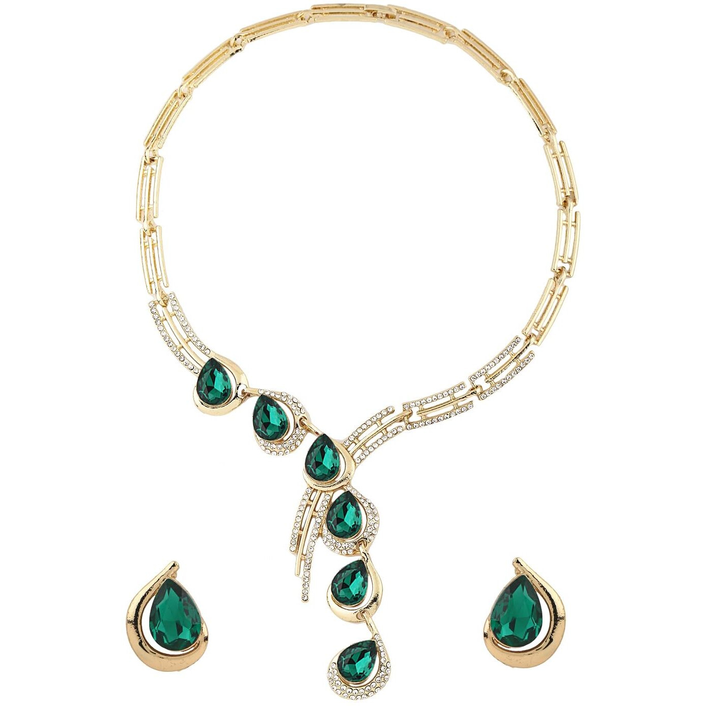 Shining Diva Fashion Latest Stylish Design Fancy Crystal Necklace Jewellery Set for Women (12079s)