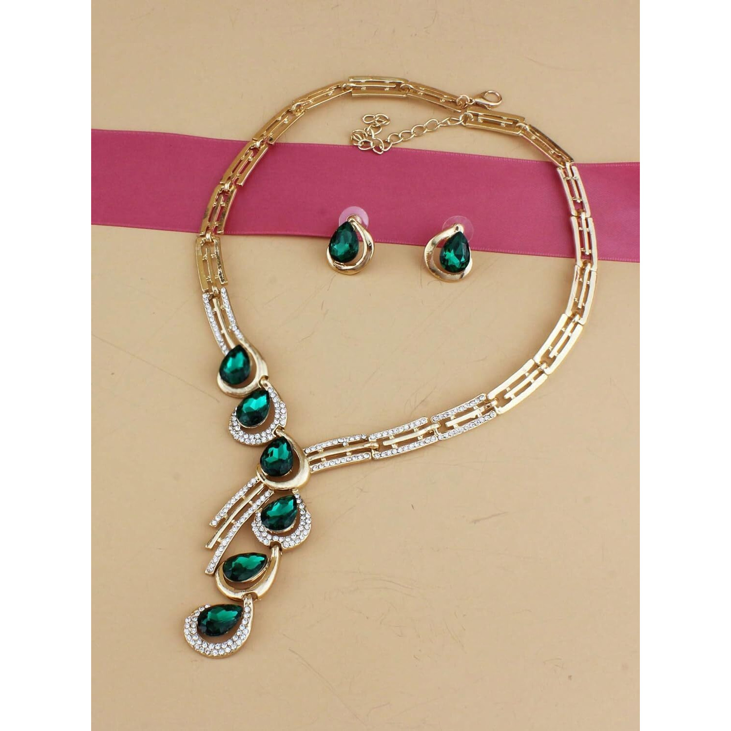 Shining Diva Fashion Latest Stylish Design Fancy Crystal Necklace Jewellery Set for Women (12079s)