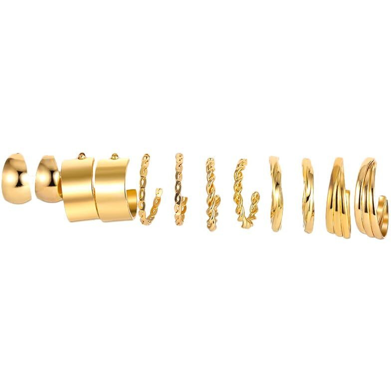 Shining Diva Fashion 6 Pairs Combo Set Latest Stylish Hoop Earrings for Women and Girls (15725er)