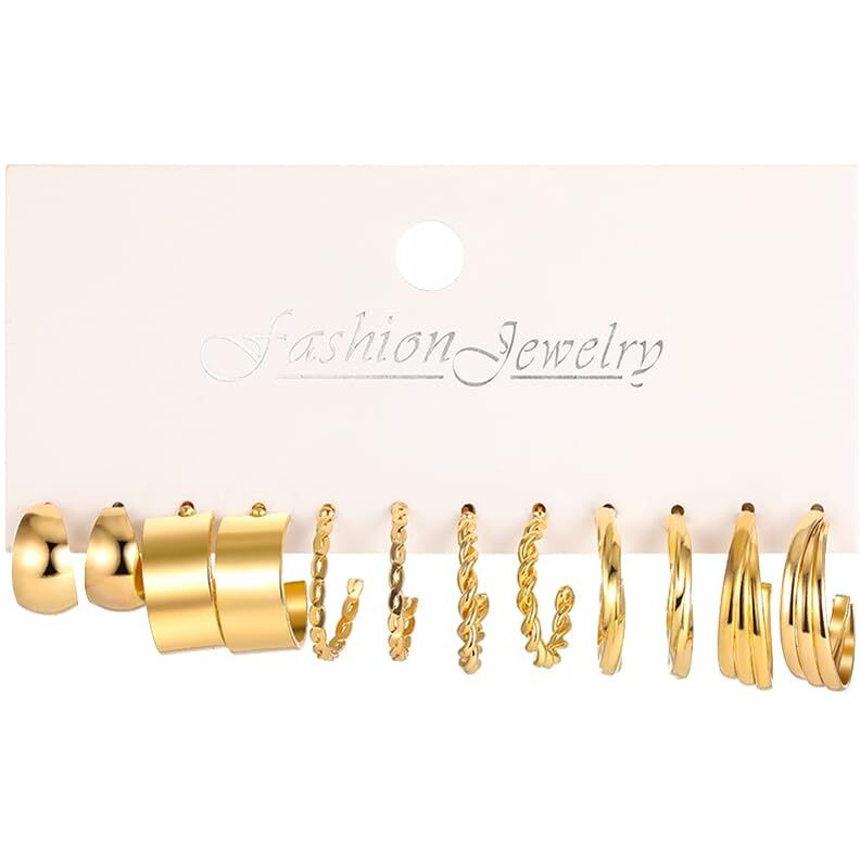 Shining Diva Fashion 6 Pairs Combo Set Latest Stylish Hoop Earrings for Women and Girls (15725er)