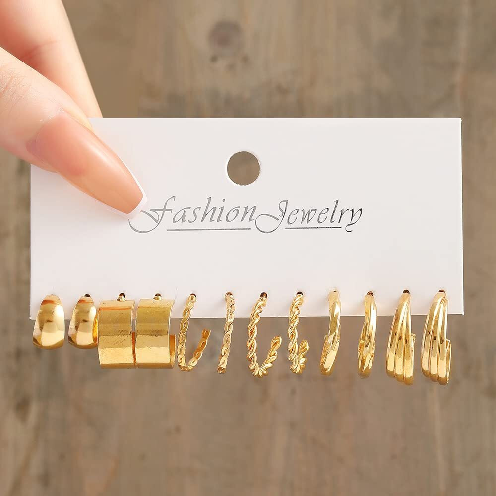 Shining Diva Fashion 6 Pairs Combo Set Latest Stylish Hoop Earrings for Women and Girls (15725er)