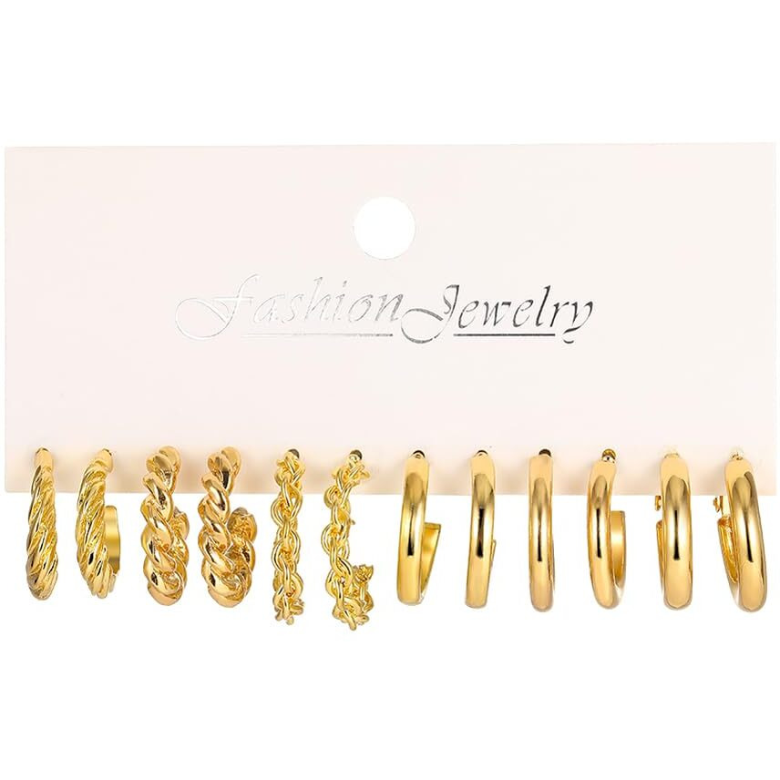 Shining Diva Fashion 6 Pairs Combo Set Latest Stylish Hoop Earrings for Women and Girls (15726er)
