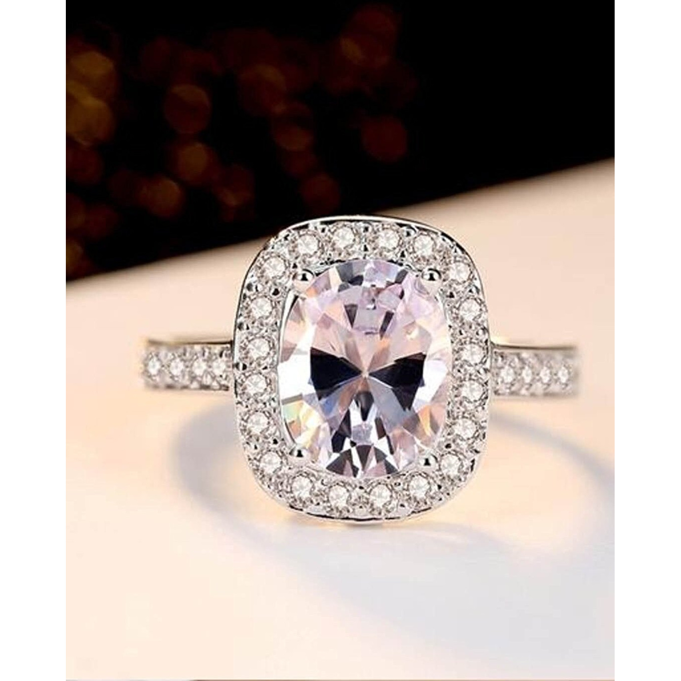 YouBella Jewellery Stylish Silver Plated Solitaire Crystal Ring for Women and Girls