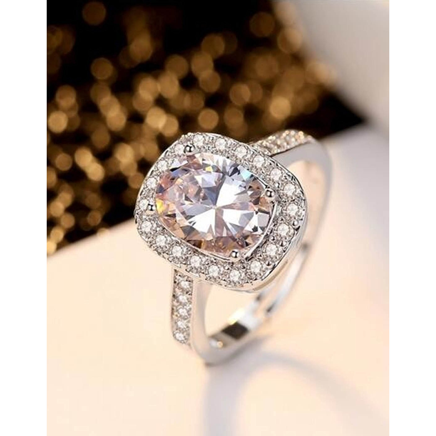 YouBella Jewellery Stylish Silver Plated Solitaire Crystal Ring for Women and Girls