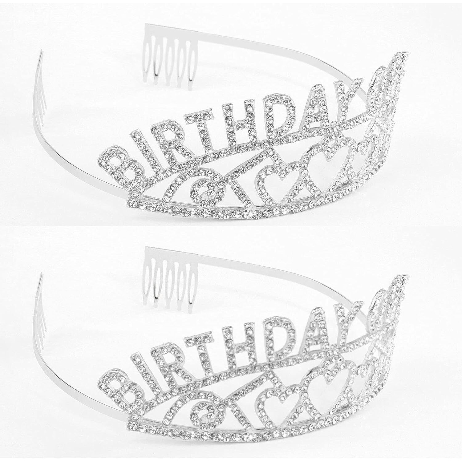 Shining Diva Fashion Latest Birthday Sash and Crown for Girls Decorations Items Birthday Gifts for Girls Women Kids Sister Best Friend 10, 15, 16, 12, 18, 20, 8 + years Teenager (Silver) (15419hb)