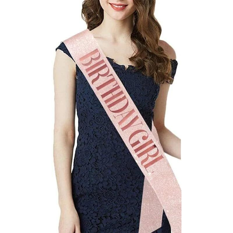 YouBella Jewellery Stylish Birthday Sash and Crown - Pack of 2 Pcs | Birthday Girl Crown | Birthday Gifts for Best Friend/Sister (Rose Gold)
