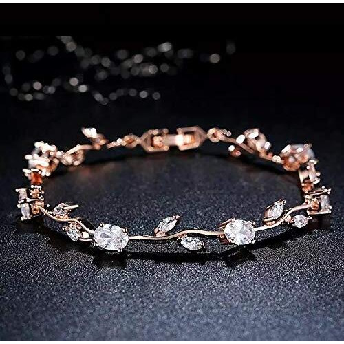 Shining Diva Fashion Stylish 18k Rose Gold Cubic Zirconia Bangle Bracelet for Women (9960b)