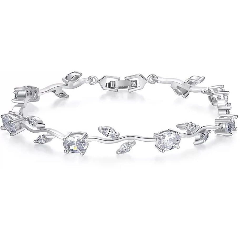 Shining Diva Fashion Crystal Bracelet for Women and Girls (Silver) (r9961b), One Size