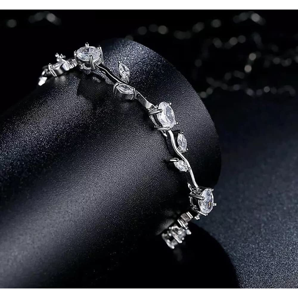 Shining Diva Fashion Crystal Bracelet for Women and Girls (Silver) (r9961b), One Size