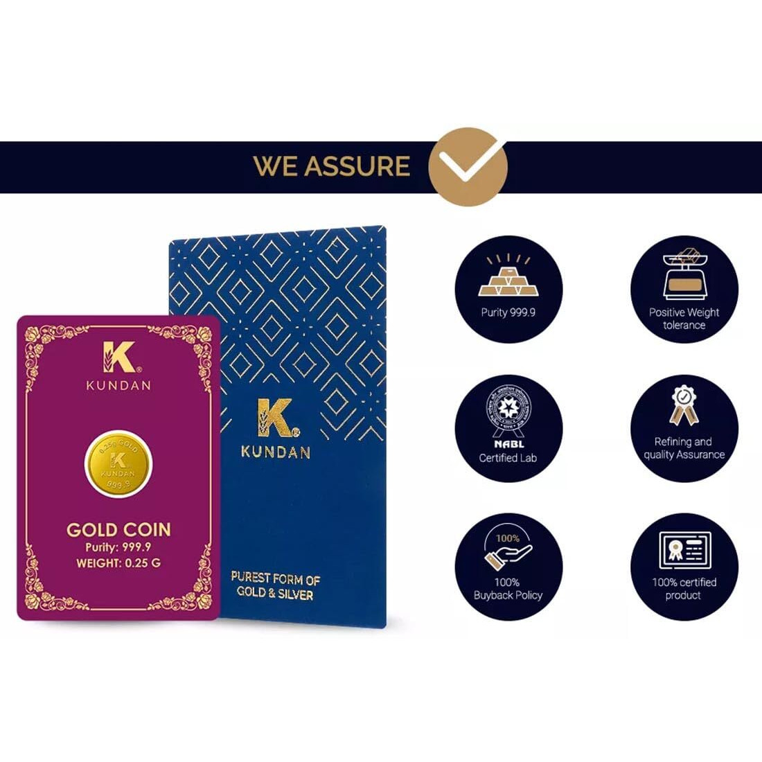 Kundan 0.25g Gold Coin 24k (999.9)