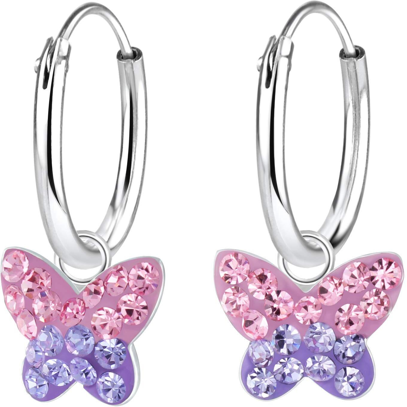 Aww So Cute Sterling Silver Hypoallergenic Butterfly Hoop Earrings for Babies, Kids & Girls | Birthday Gift | 925 Stamped with Certificate of Authenticity | ER1756