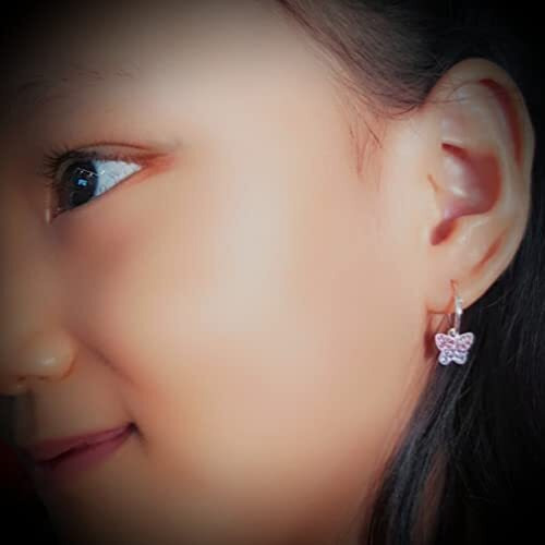 Aww So Cute Sterling Silver Hypoallergenic Butterfly Hoop Earrings for Babies, Kids & Girls | Birthday Gift | 925 Stamped with Certificate of Authenticity | ER1756