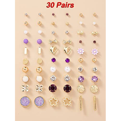 Shining Diva Fashion 30 Pairs Earrings Combo Set Latest Stylish Crystal Pearl Earrings for Women and Girls (14774er)