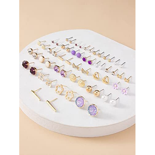 Shining Diva Fashion 30 Pairs Earrings Combo Set Latest Stylish Crystal Pearl Earrings for Women and Girls (14774er)