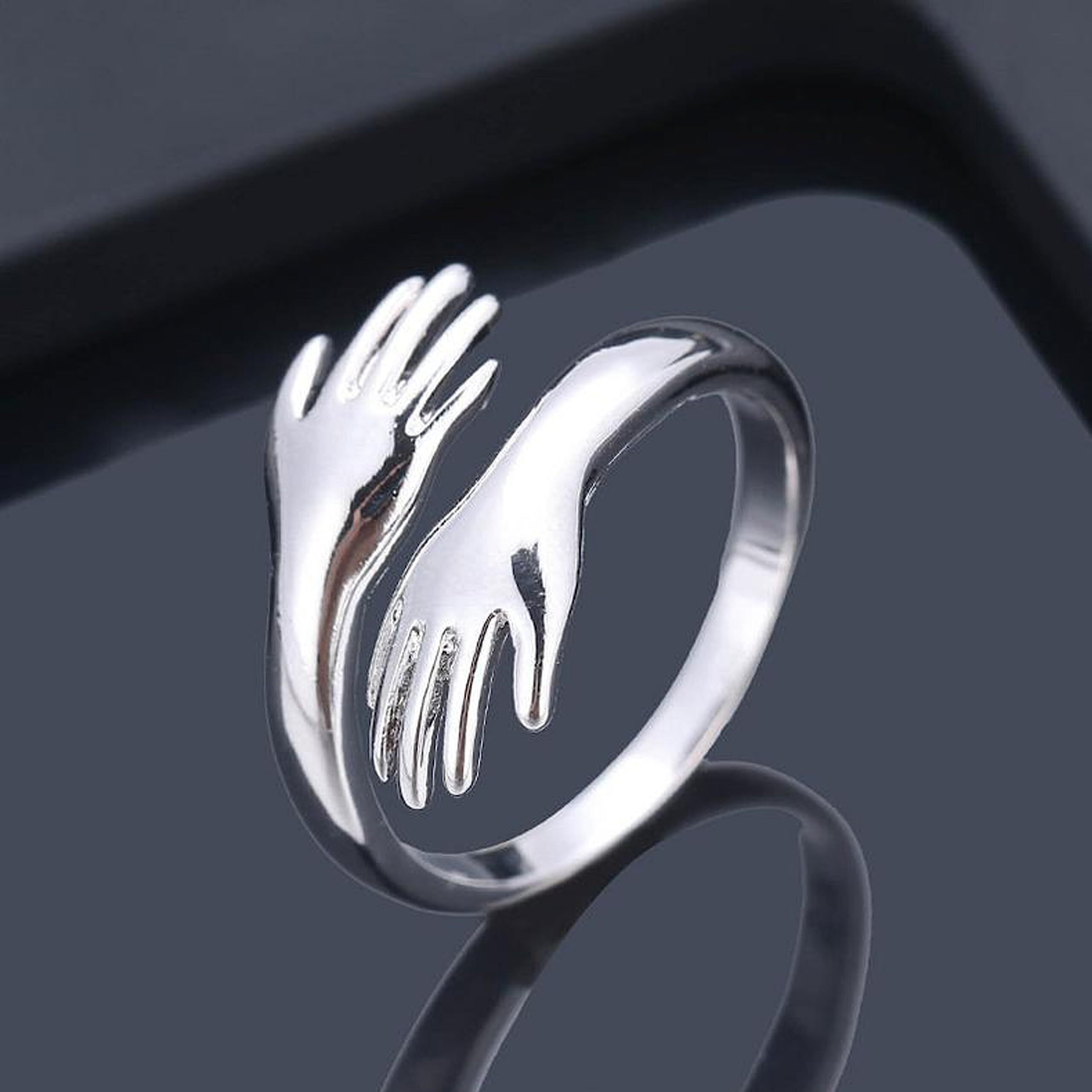 Fashion Frill Delicate Hug Silver Ring For Women I AM Enough Love Adjustable Finger Rings For Women Girls Love Gifts Womens Jewellery Rings Combo (Style 3)