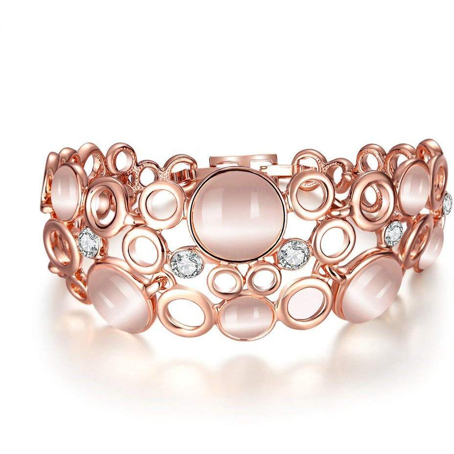 YouBella Jewellery Bracelets for Women Stylish Rose Gold Plated Crystal Bracelet Bangle Jewellery For Girls and Women (Style 3)