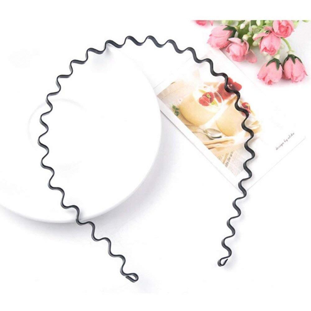 Skvilla Flexible Metal Wavy,Spring Zig Zag And Chain Hair Band Hair Hoop Hairband Daily Use For Unisex Men Women Pack 5, Black
