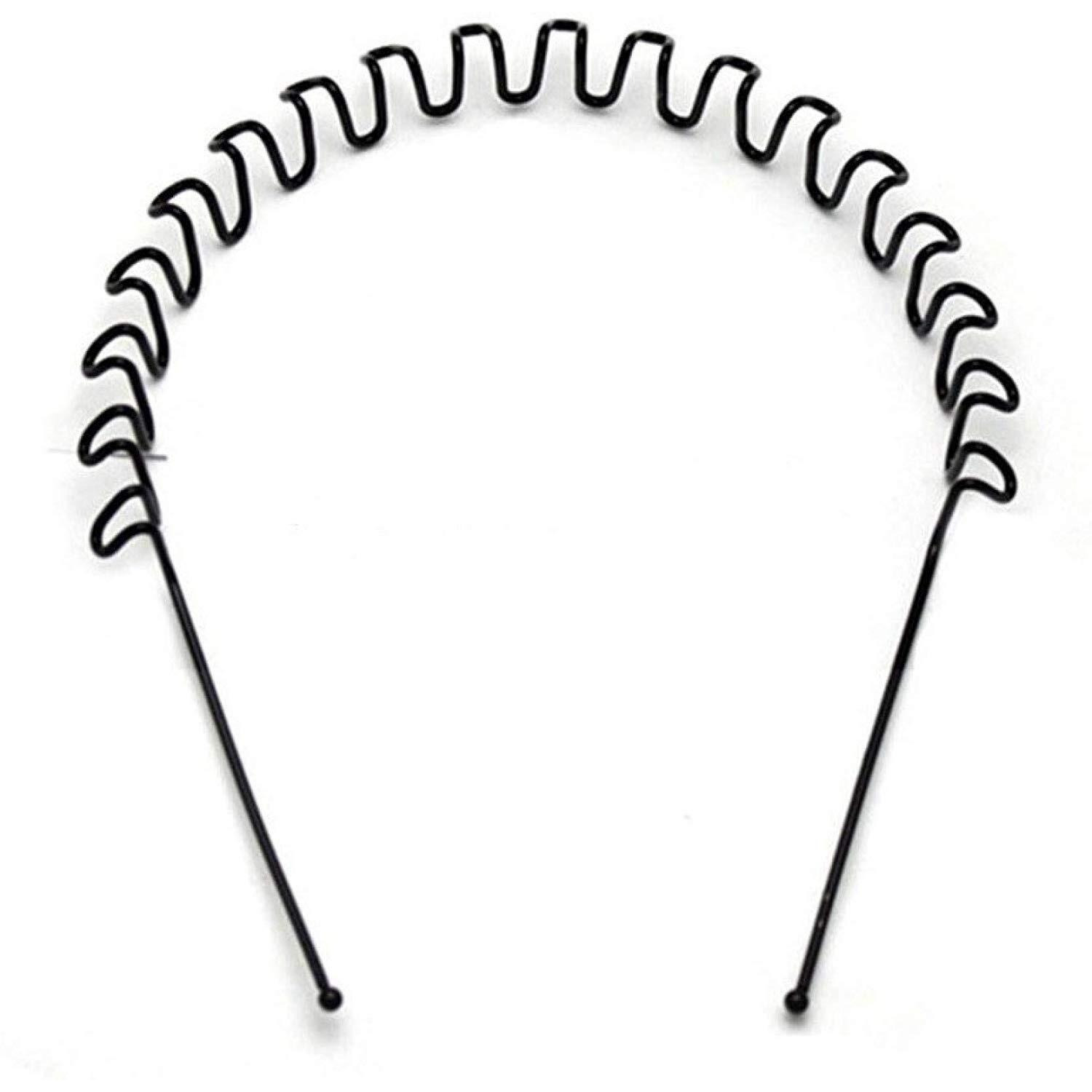 Skvilla Flexible Metal Wavy,Spring Zig Zag And Chain Hair Band Hair Hoop Hairband Daily Use For Unisex Men Women Pack 5, Black
