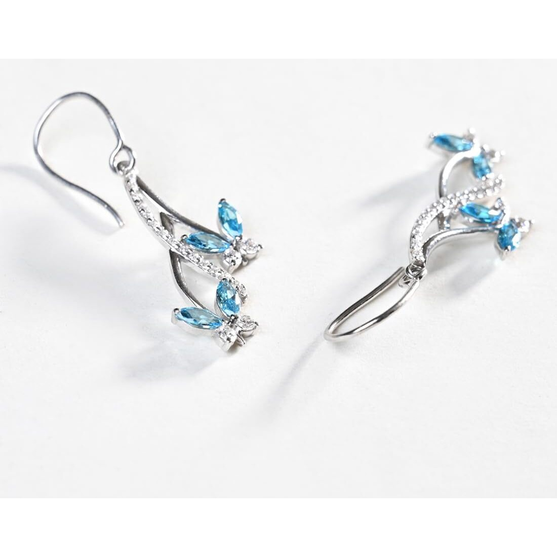 CLARA 925 Sterling Silver Butterfly Earrings | Rhodium Plated, Swiss Zirconia | Gift for Women & Girls