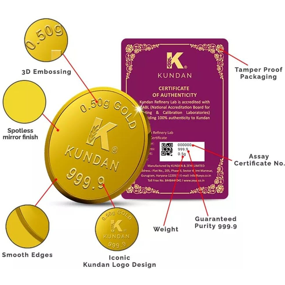 Kundan 0.5g Gold Coin 24k (999.9)