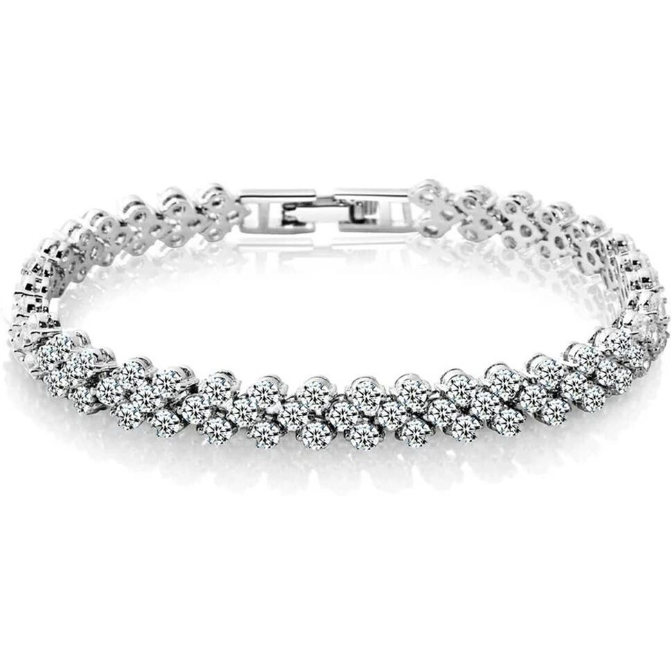 Shining Diva Fashion Platinum Plated Crystal Bangle Bracelet for Women and Girls (14677b)