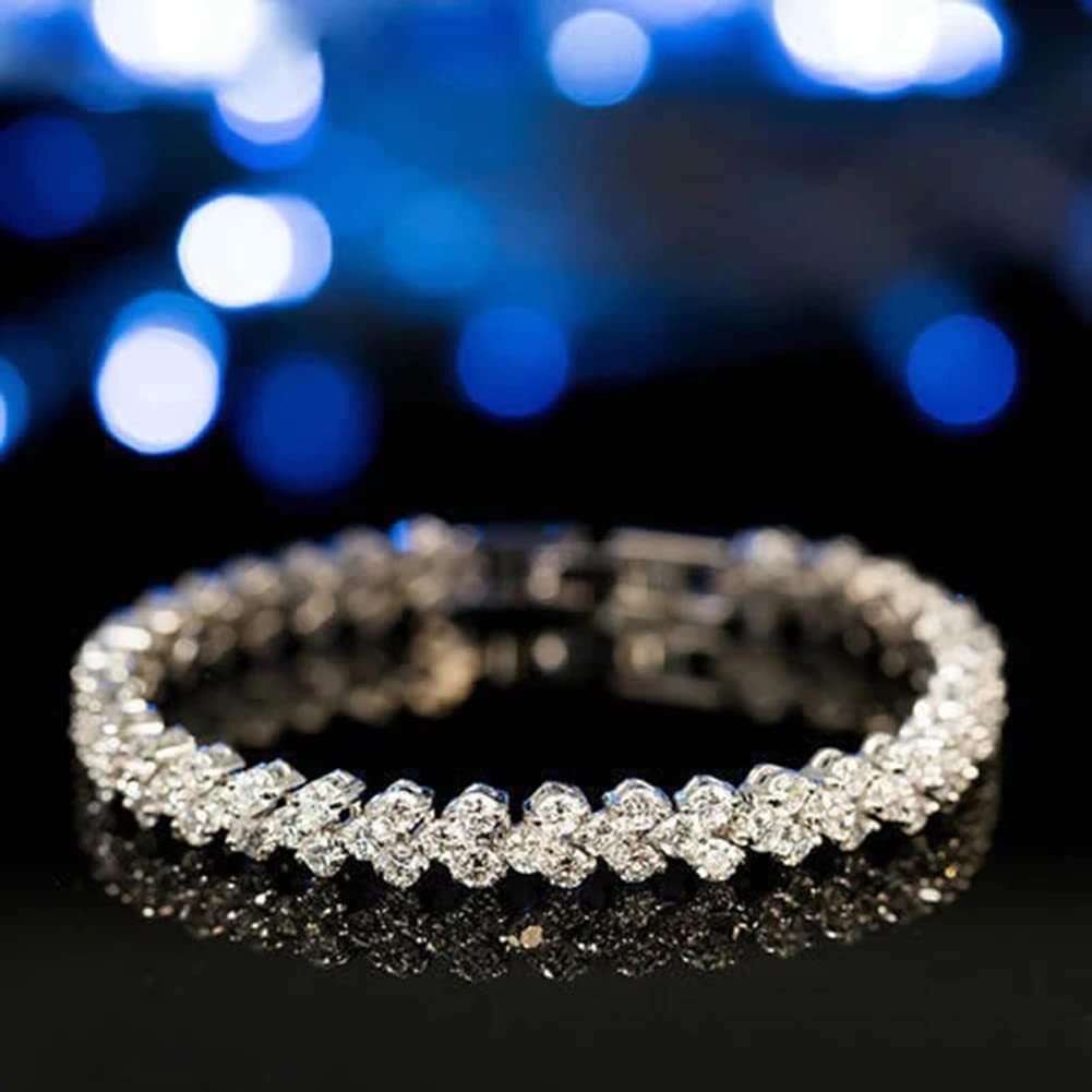 Shining Diva Fashion Platinum Plated Crystal Bangle Bracelet for Women and Girls (14677b)