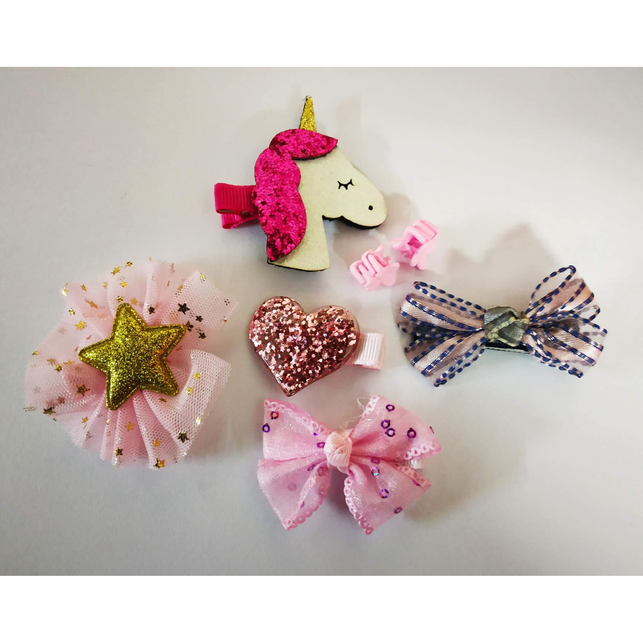 Cuty Kraft Lovely Baby Girl Hair Clip Set with Box for Girls, Pink, 11 Pcs