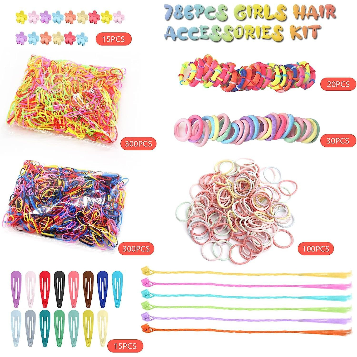 Shining Diva Fashion 786 Pcs Hair Clips Ties Rubber Band Hairband Hair Accessories for Girls Kids Baby Toddlers Women (14890zb) Birthday Gift