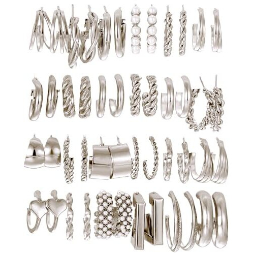 Shining Diva Fashion 24 Pairs Combo Set Latest Stylish Hoop Earrings for Women and Girls (15617er)