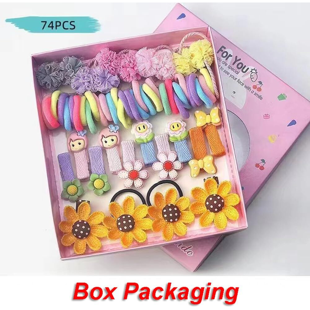 Shining Diva Fashion 74 Pcs Hair Clips Ties Rubber Band Hairband Hair Accessories for Girls Kids Baby Toddlers Women (14888zb) Birthday Gift