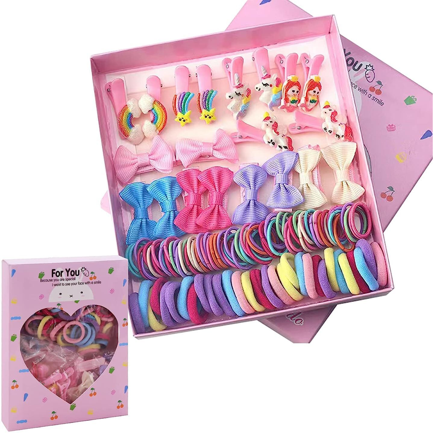 Shining Diva Fashion 170 Pcs Hair Clips Ties Rubber Band Hairband Hair Accessories for Girls Kids Baby Toddlers Women (14889zb) Birthday Gift