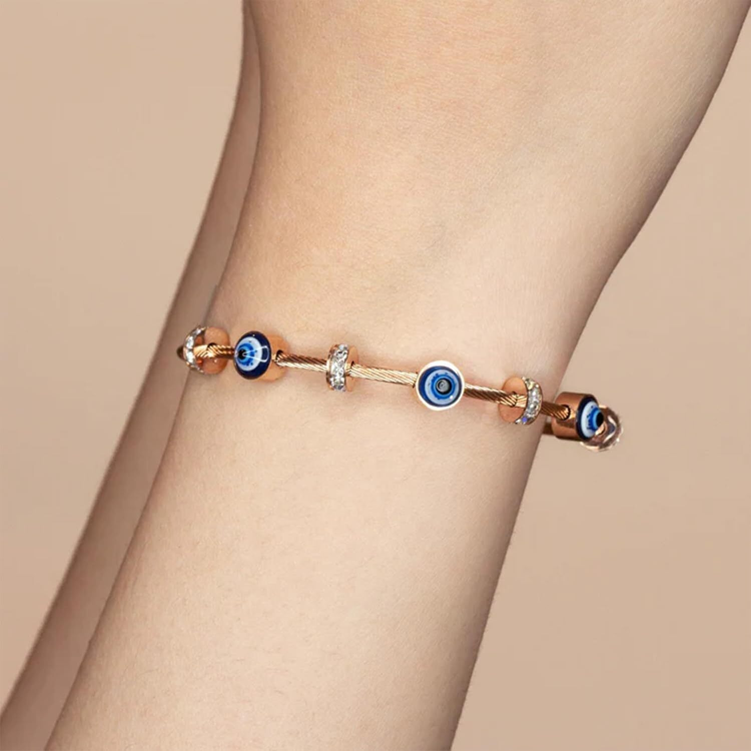 Glamlife Evil Eye Bangles for Women, Anti Tarnish Bracelet, Stylish Magnet Bracelet Kada for Women and Girls, Accessories Jewellery for Women & Girls (Rosegold)