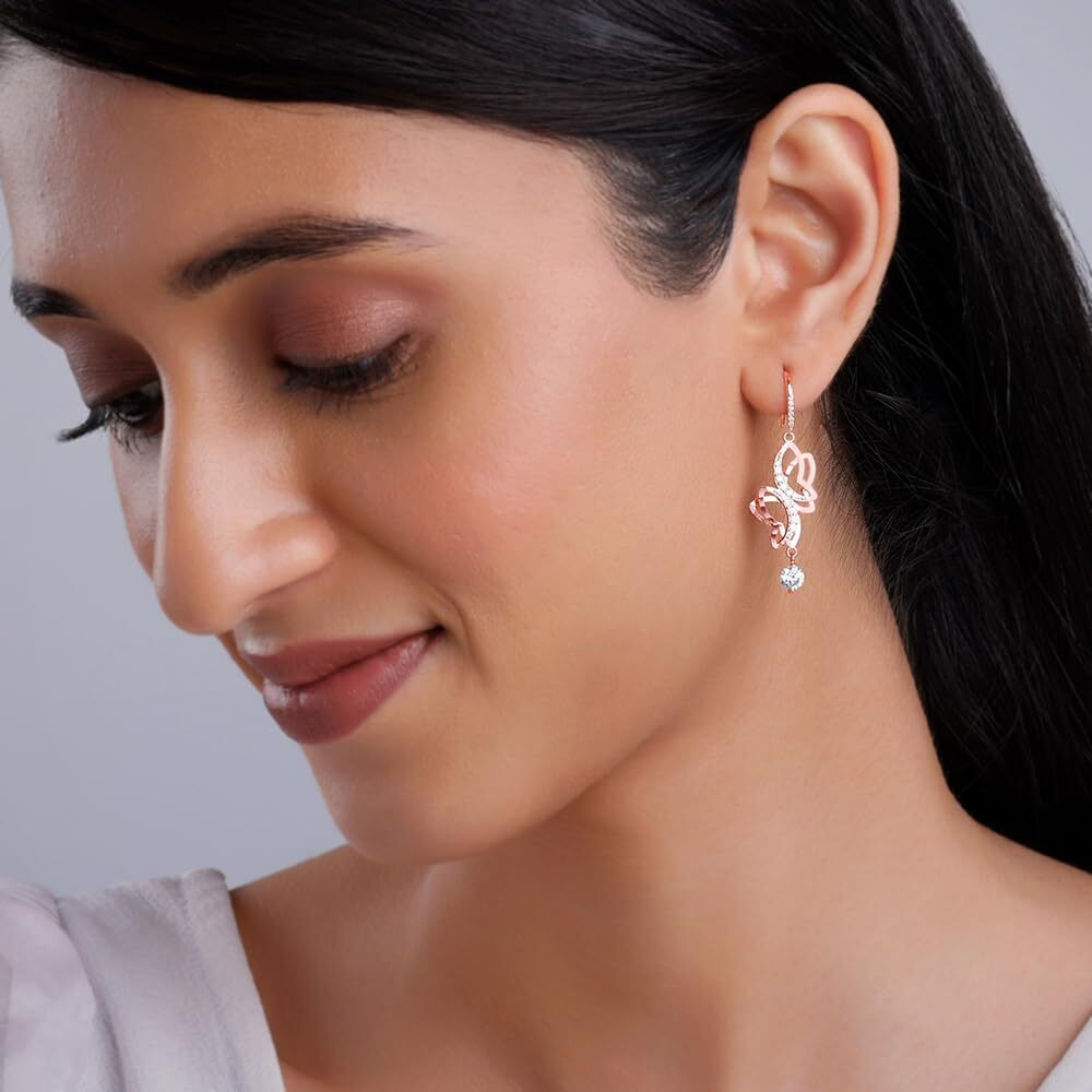 GIVA 925 Silver Rose Gold Shining Butterfly Earrings|Gifts For Girlfriend,Rakshabandhan Gift For Sister Bhabhi,Gifts For Women&Girls|With Certificate Of Authenticity And 925 Stamp|6 Month Warranty*