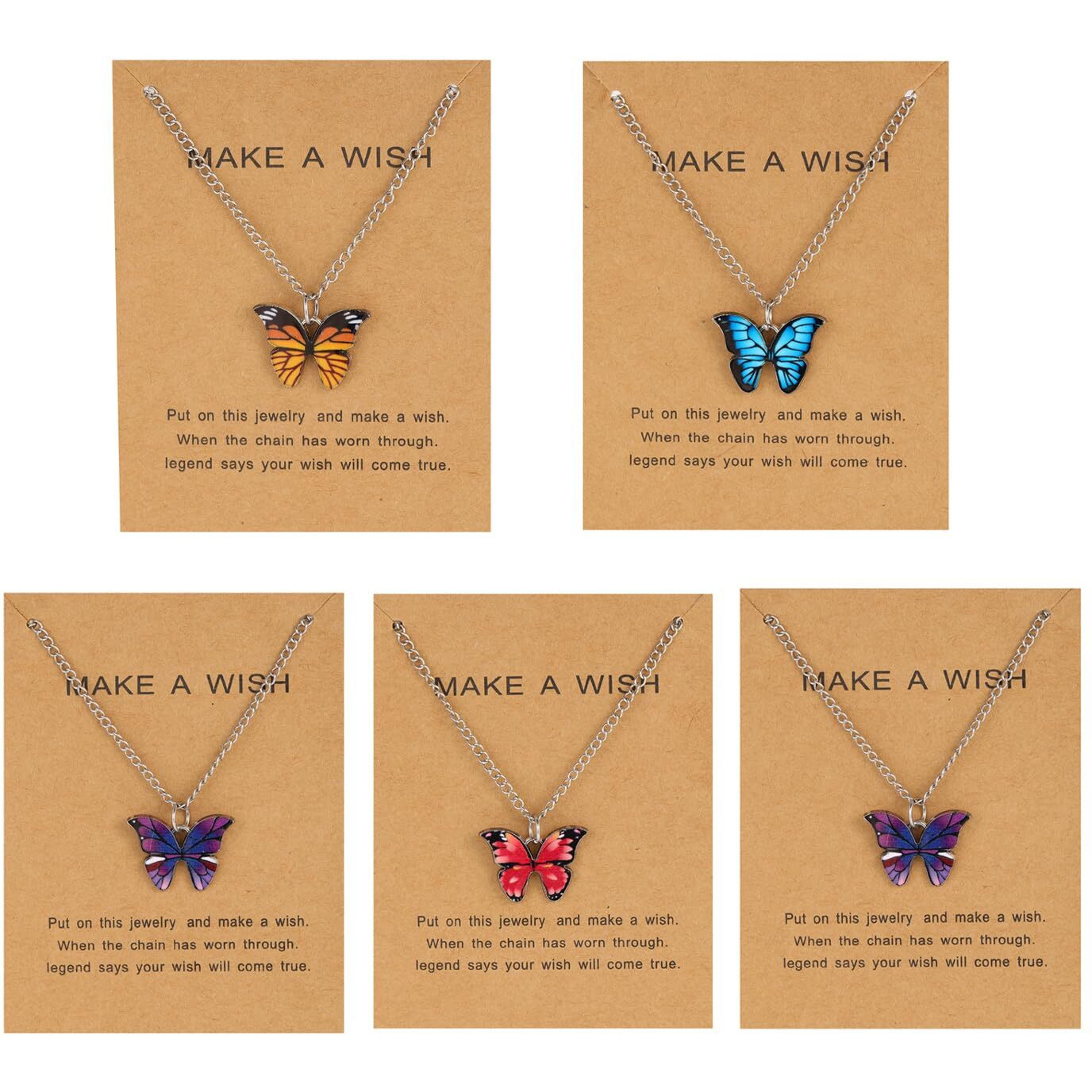 Shining Diva Fashion 5 Pcs Latest Stylish Butterfly Jewellery Necklace Set for Women Pendant Necklace Gifts for Girls (rrsd15817np)(Silver)