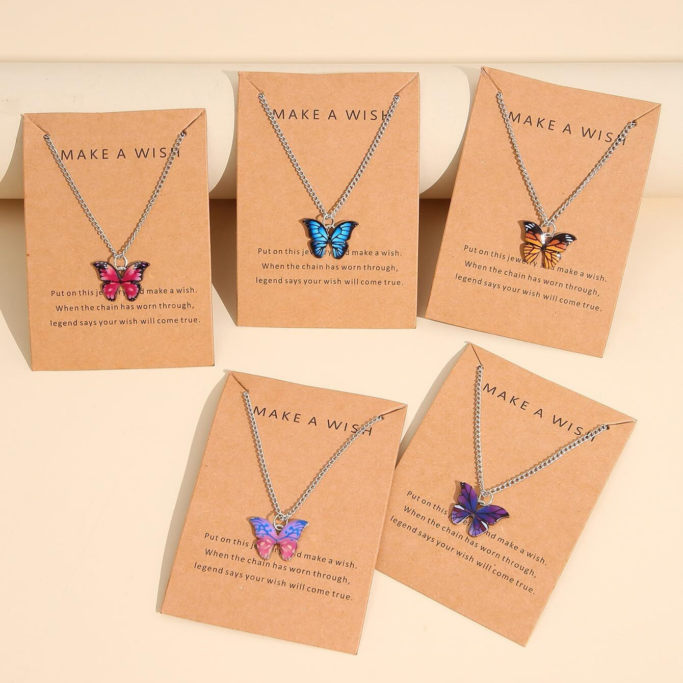 Shining Diva Fashion 5 Pcs Latest Stylish Butterfly Jewellery Necklace Set for Women Pendant Necklace Gifts for Girls (rrsd15817np)(Silver)