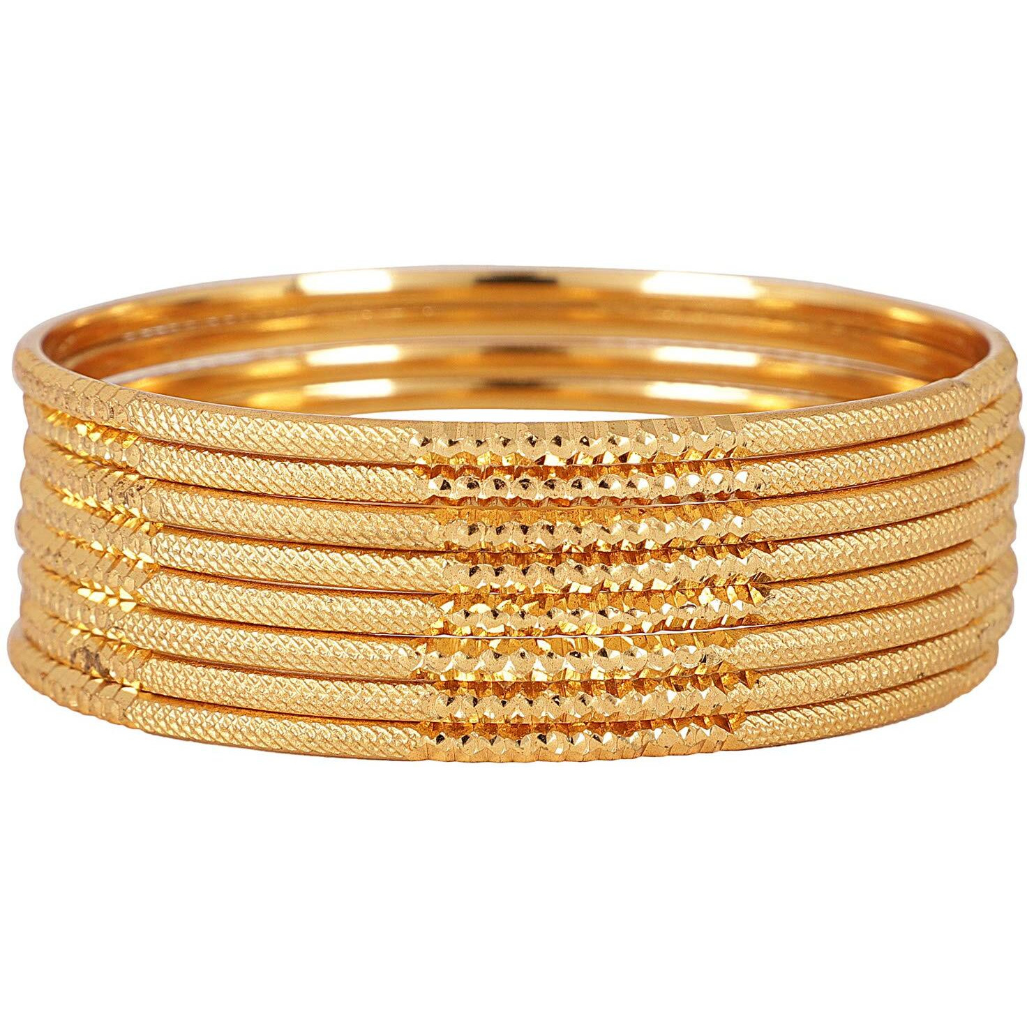Shining Diva Fashion Set Of 8 Latest Traditional Design One Gram Gold Plated Bangle for Women (Golden) (11712b_2.4)