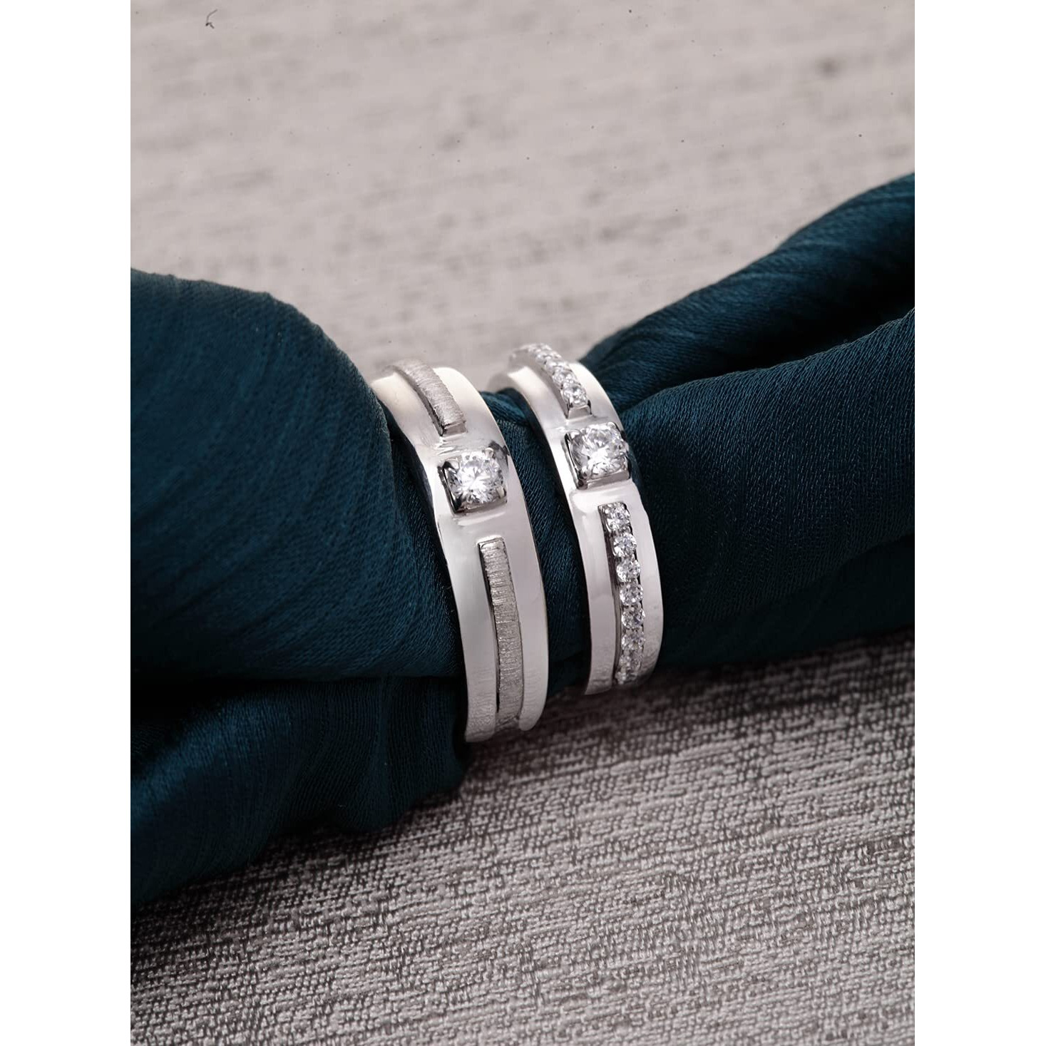 Clara Pure 925 Sterling Silver Nario Adjustable Couple Band, Promise Rings for Lovers | Gift for Men and Women | Partial Matte Finish