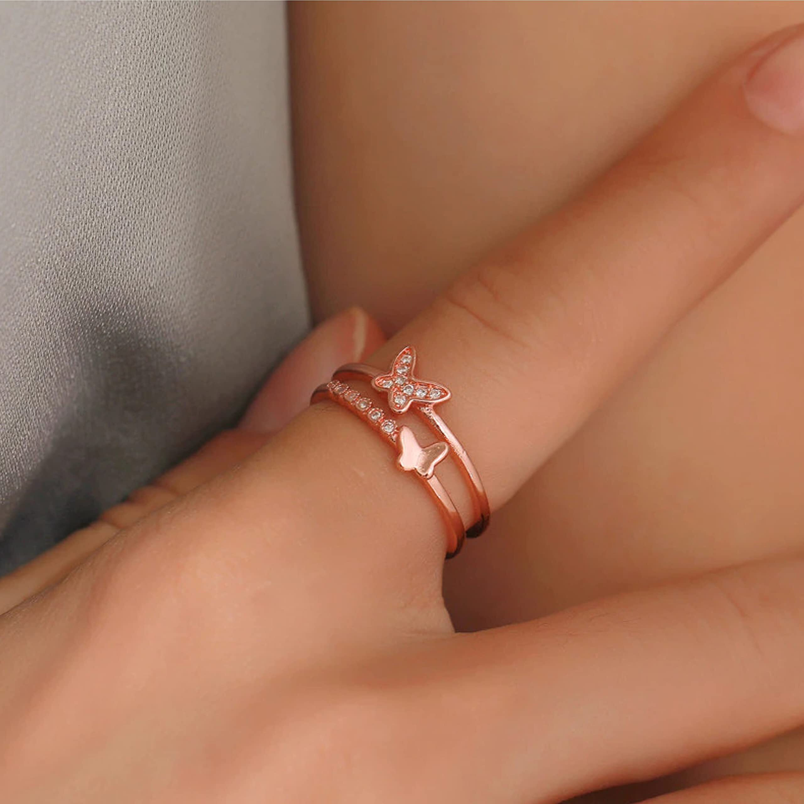 Fashion Frill Delicate Hug Silver Ring For Women I AM Enough Love Adjustable Finger Rings For Women Girls Love Gifts Womens Jewellery Rings Combo (Style1)