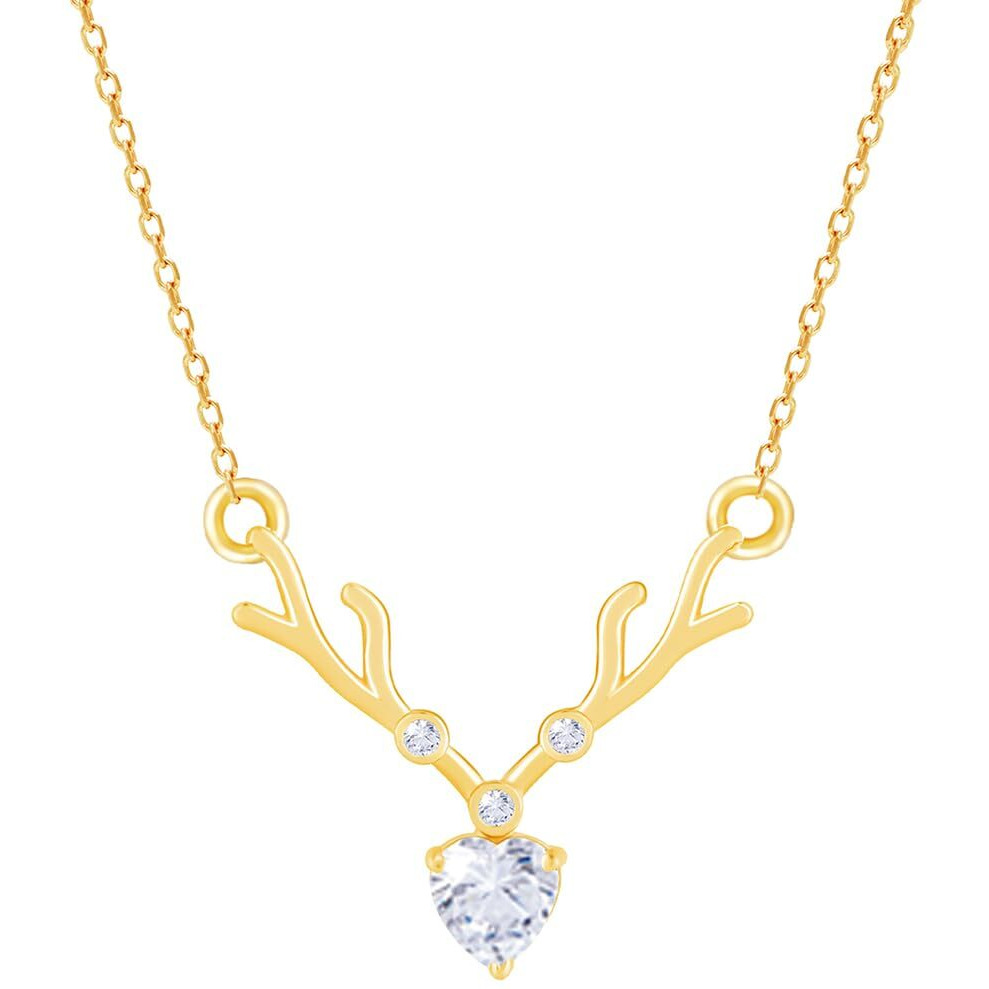 GIVA 925 Silver Golden Deer Heart Necklace| Rakhi Rakshabandhan Gift for Sister Bhabhi, Gifts for Women & Girls | With Certificate of Authenticity and 925 Stamp | 6 Months Warranty*