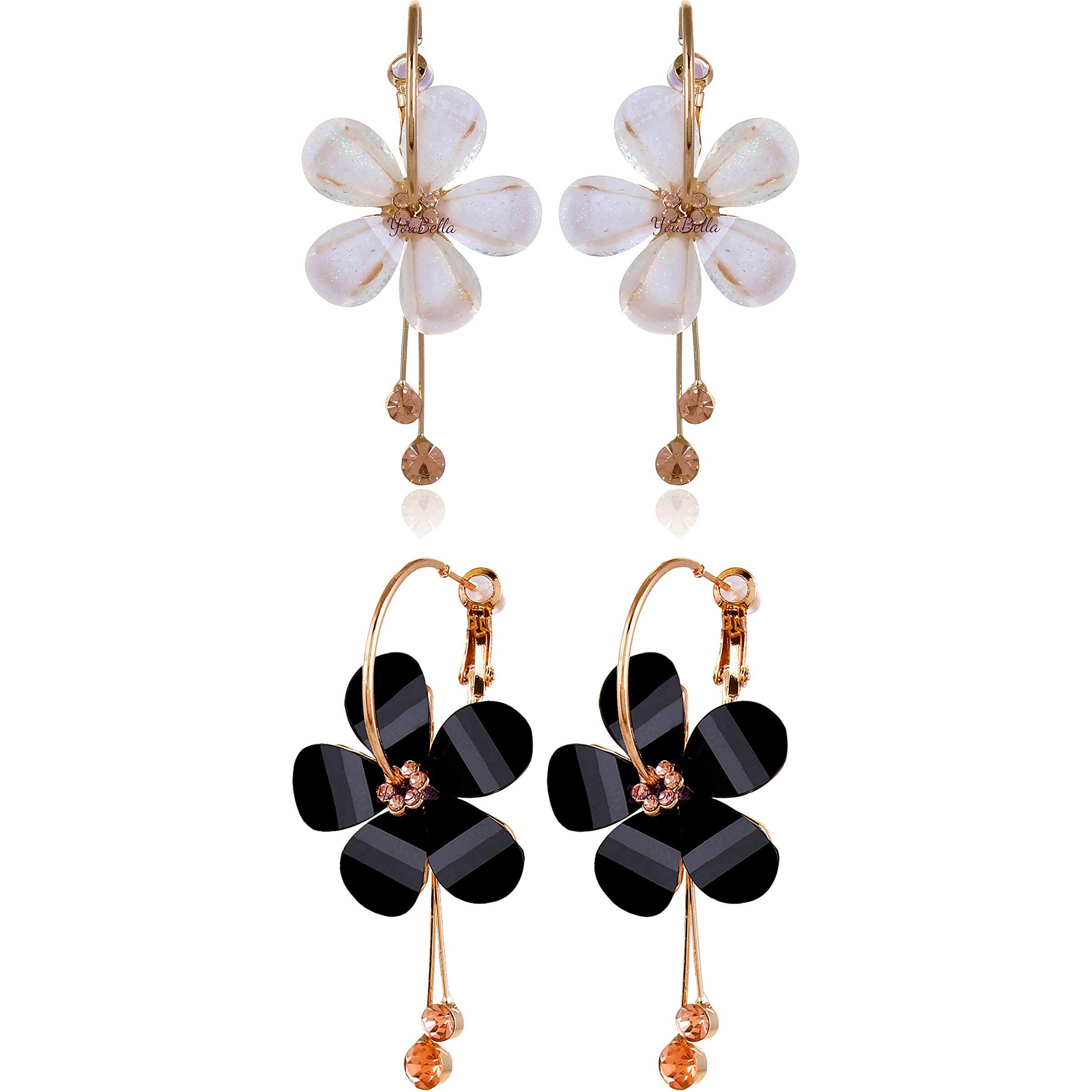 YouBella Jewellery Gold Plated Floral Earrings for Girls and Women (Combo)