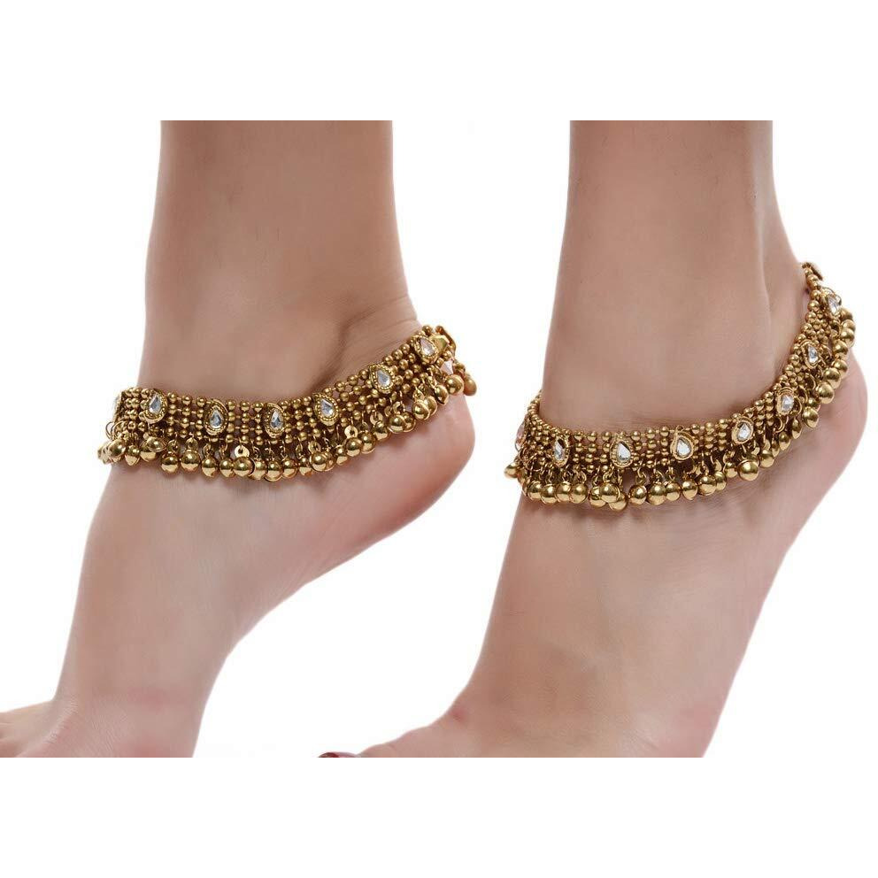Shining Diva Gold Plated Anklets for Women (5634a)