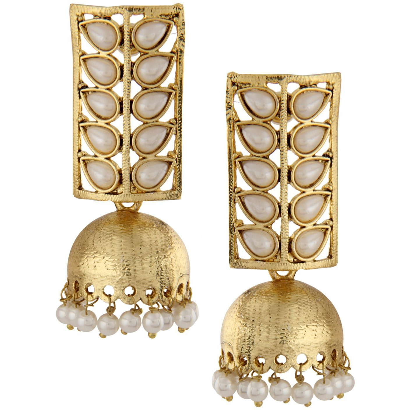 Shining Diva Traditional Pearl Jewellery Stylish Fancy Jhumki/Jhumka Earrings For Women and Girls (Golden) (8421er)